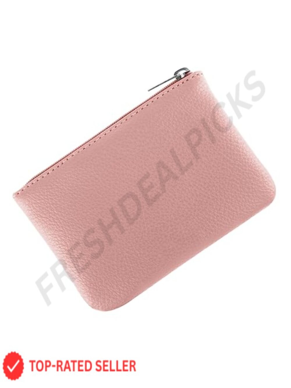 Vegan Leather Lychee Pattern Zipper Coin Purse Compact Change Pouch